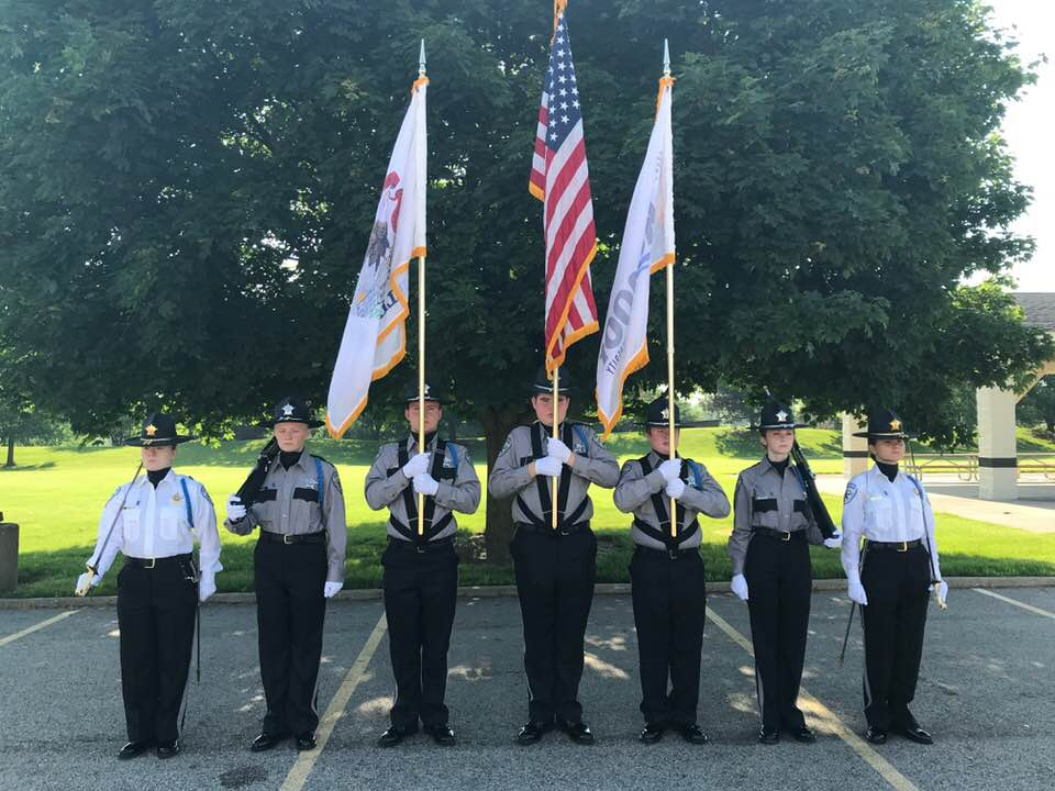 Explorers with flags